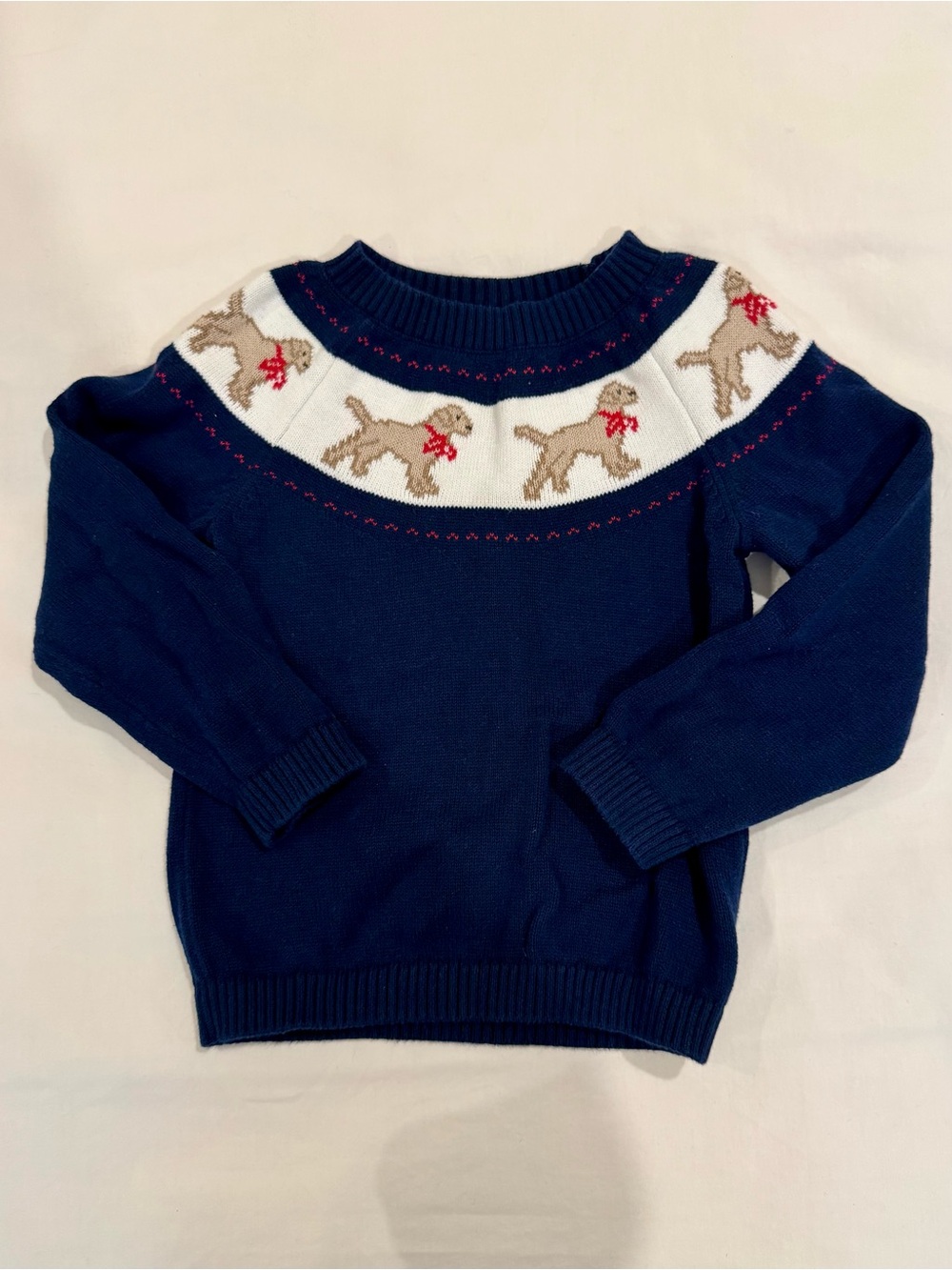 Edgehill Collection Navy Holiday Dog Yoke Crewneck Sweater